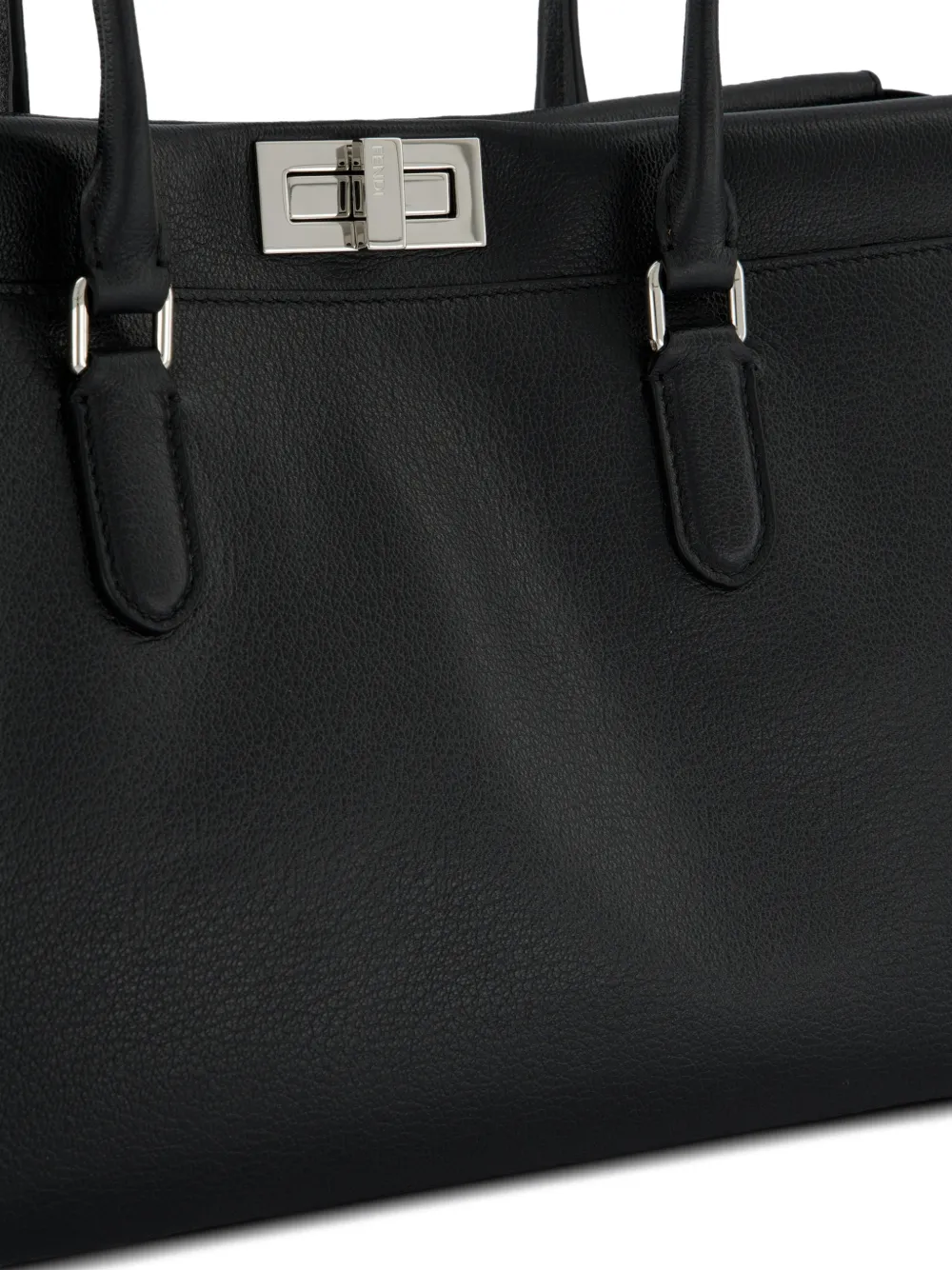 FENDI small Peekaboo leather shoulder bag Zwart
