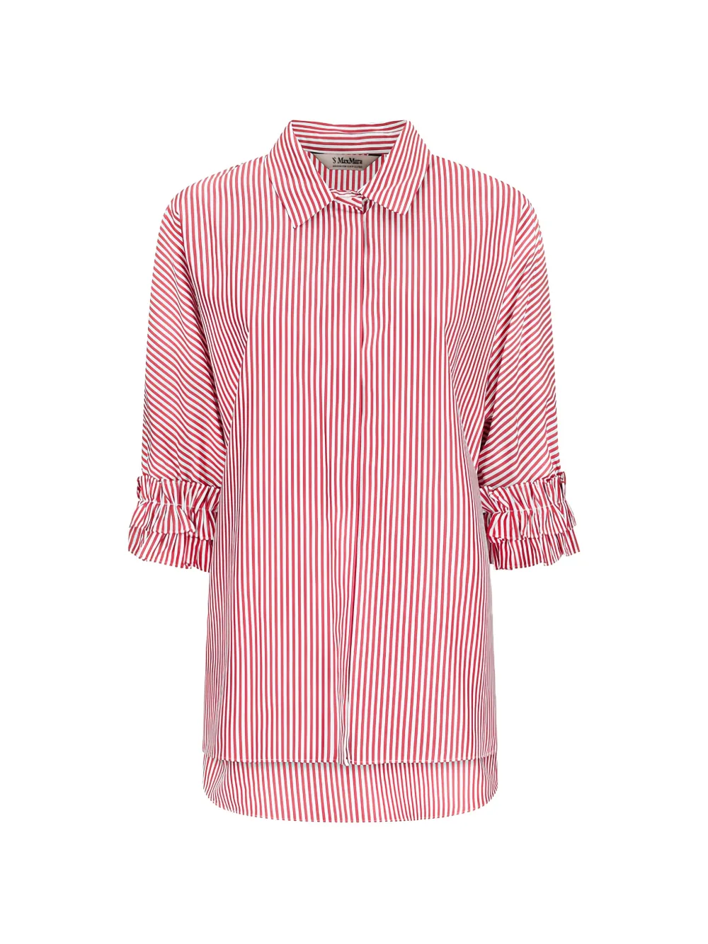 'S Max Mara vertical-stripe ruffled-sleeve shirt