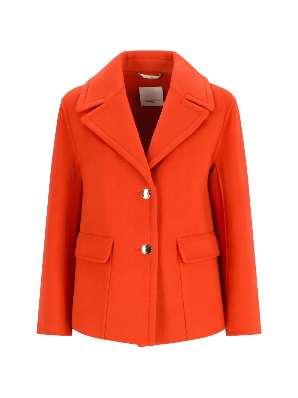 'S Max Mara button-up virgin wool breasted coat - Orange
