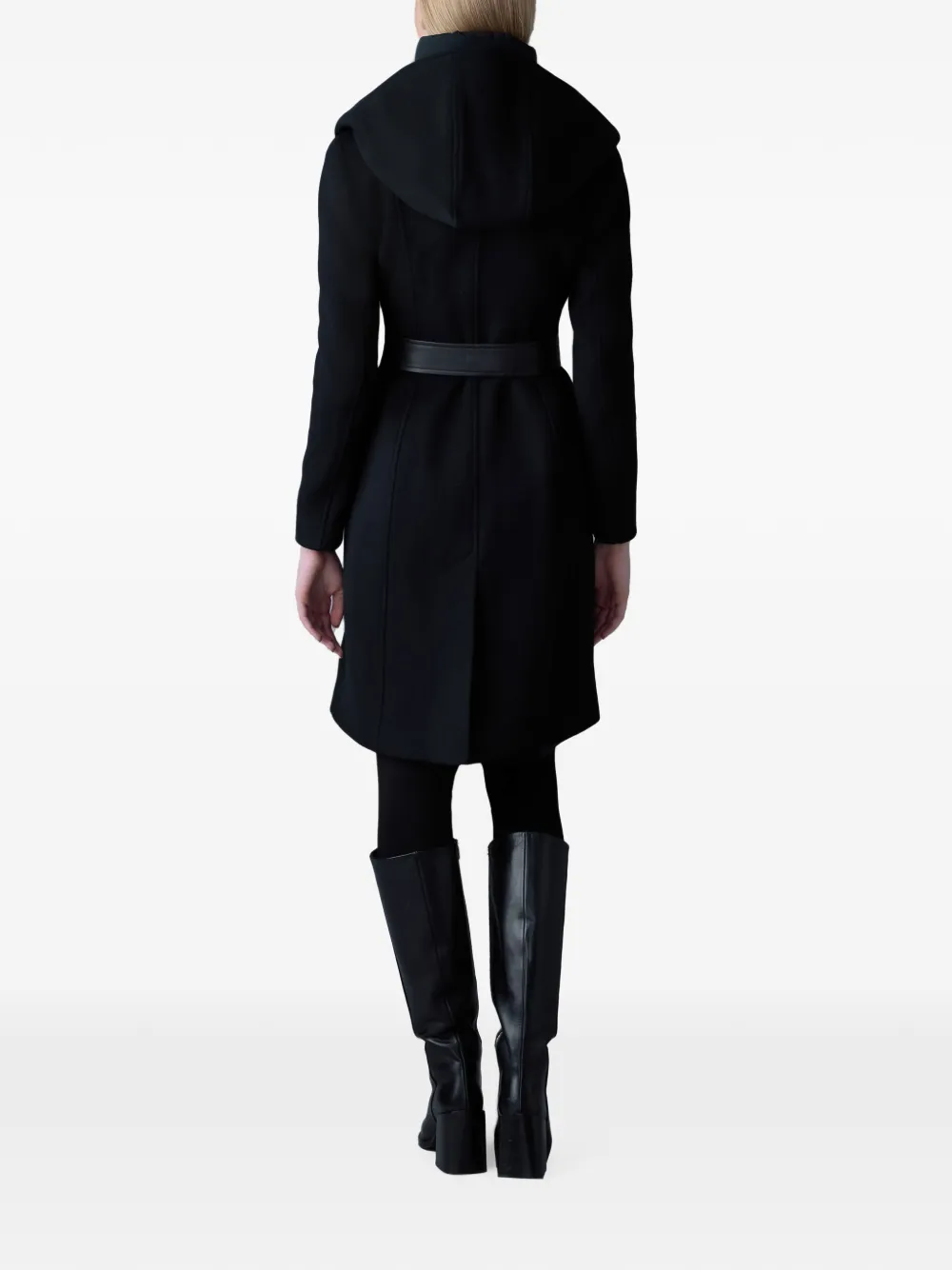 Mackage Shia-SLB jas met capuchon en ceintuur Zwart