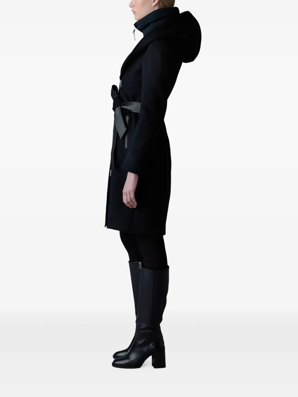Mackage Shia-SLB jas met capuchon en ceintuur Zwart