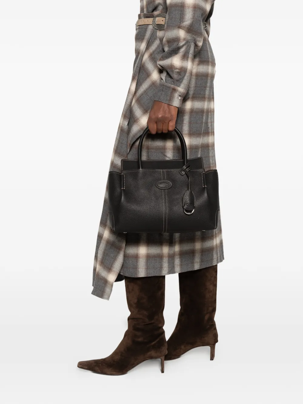 Tod's logo-plaque pebbled tote bag Zwart