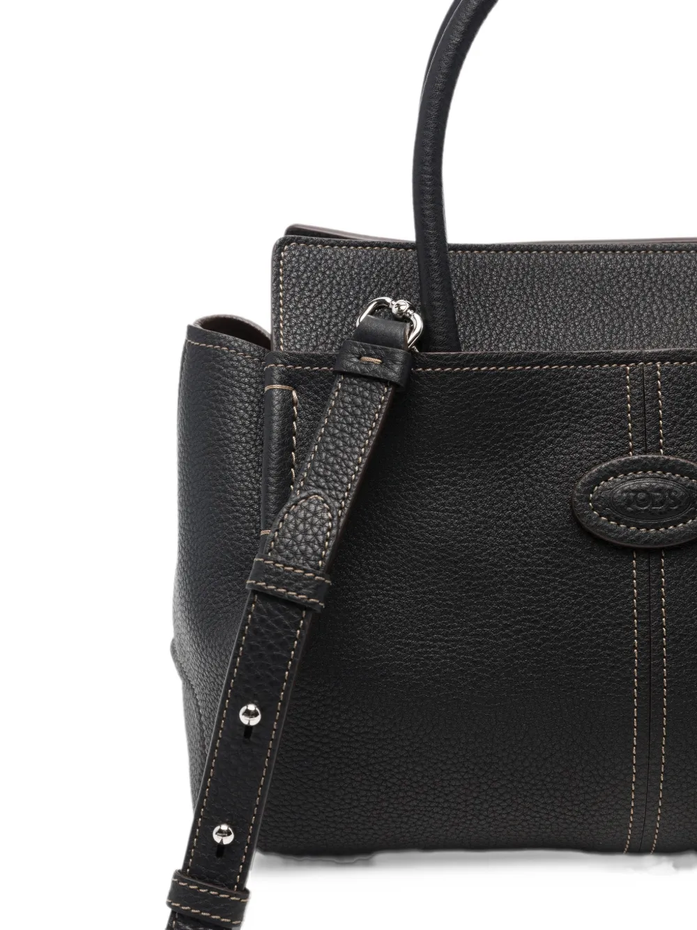 Tod's logo-plaque pebbled tote bag Zwart
