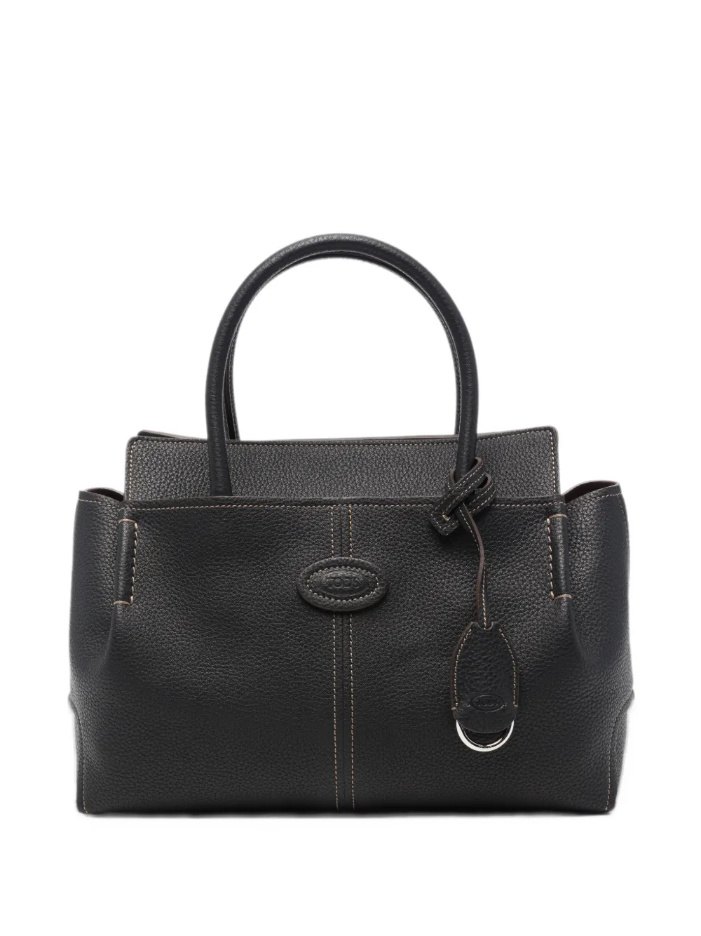 Tod's logo-plaque pebbled tote bag - Nero