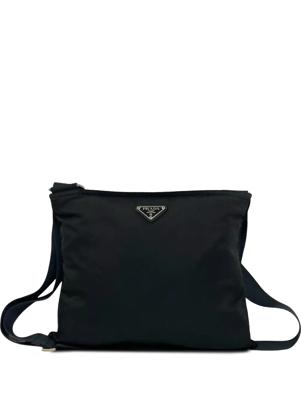 Pre-owned Prada 2000-2013 Tessuto Zip Top Crossbody Bag In Black