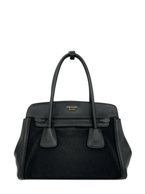 Prada Pre-Owned 2010-2026 Saffiano Cuir Trimmed Canapa satchel