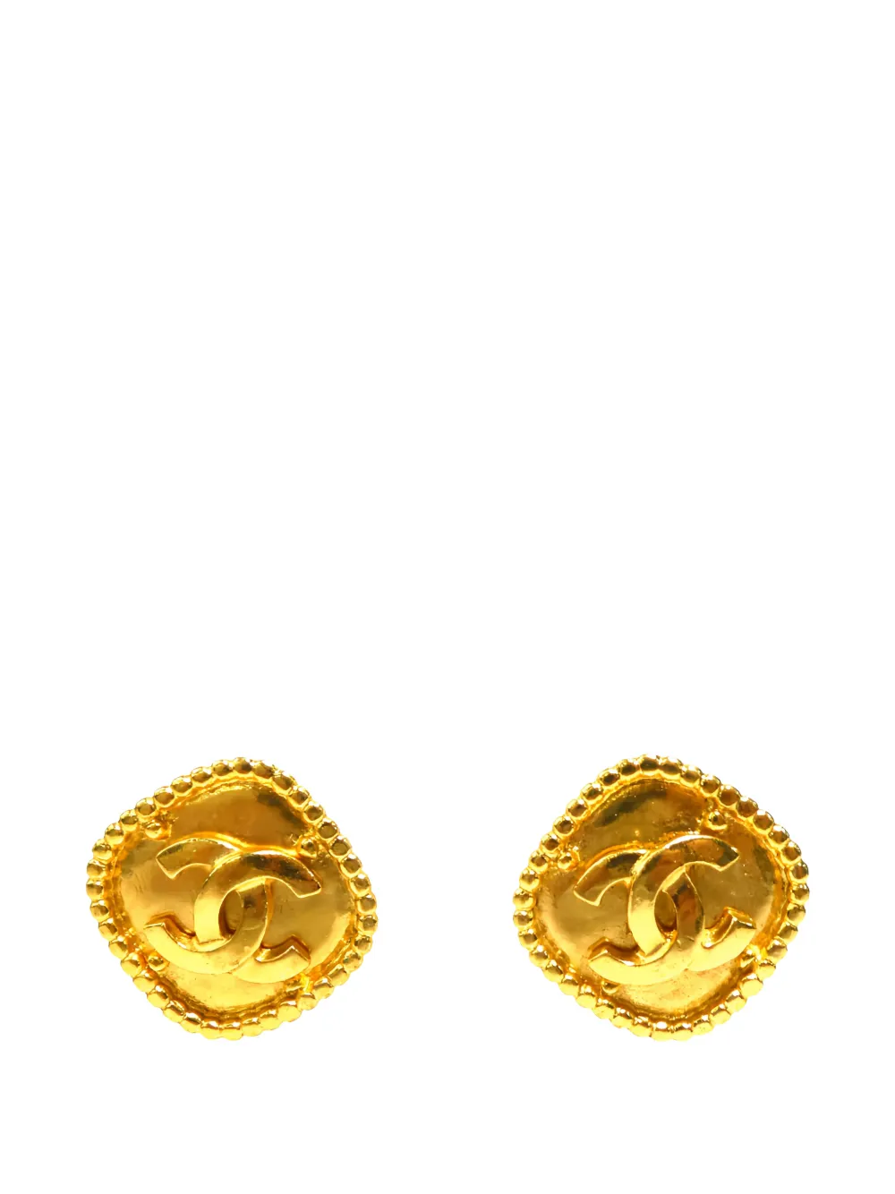 CHANEL Pre-Owned 1996 CC Gold Plated Rhombus Clip On Earrings costume earrings