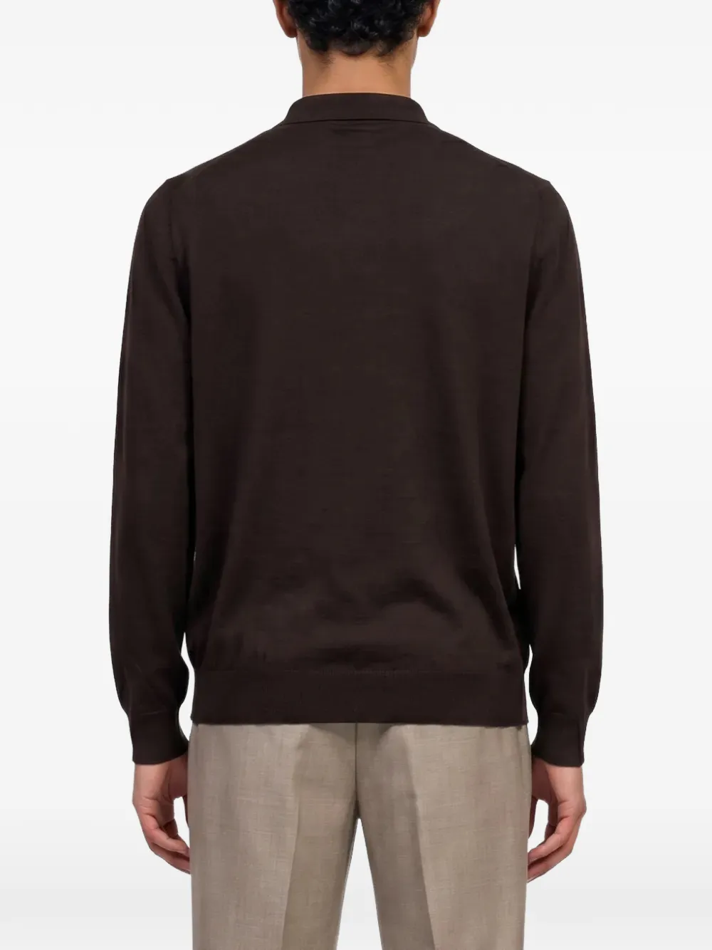 Lardini Fijngebreid poloshirt Bruin