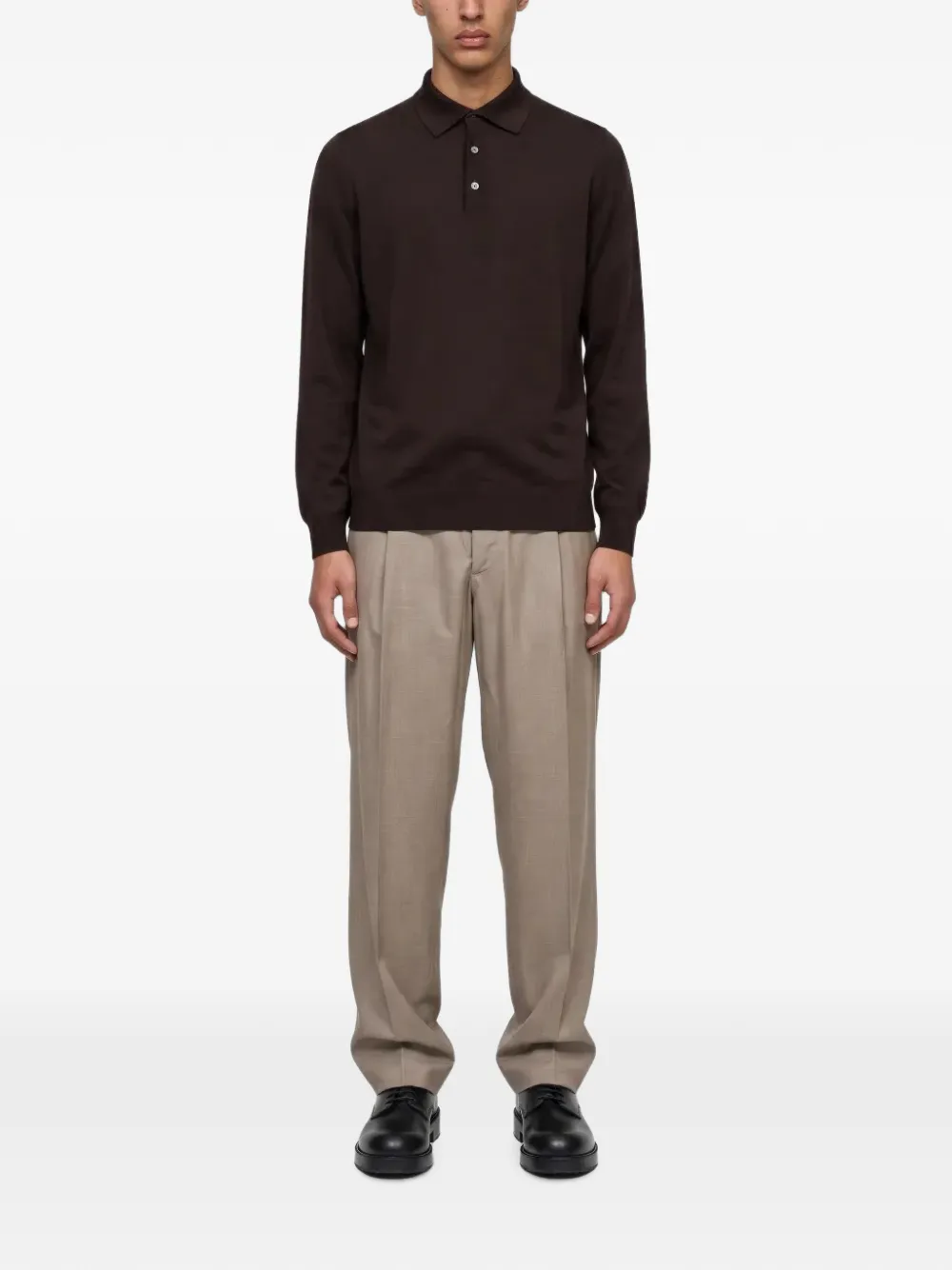 Lardini Fijngebreid poloshirt Bruin