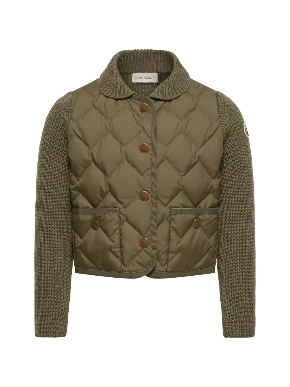 Moncler Enfant quilted panel cardigan Groen