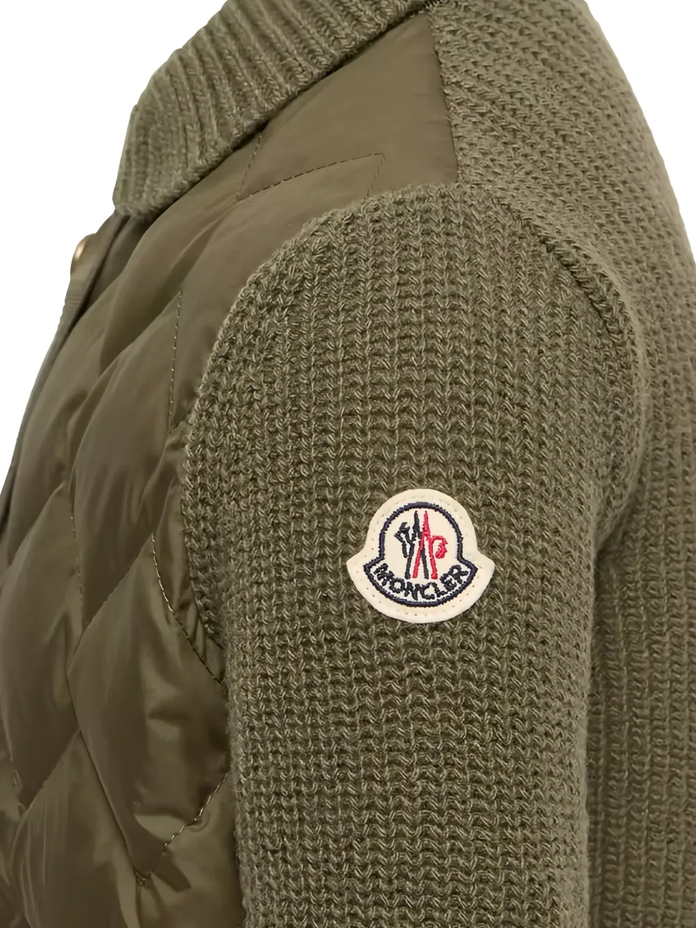 Moncler Enfant quilted panel cardigan Groen