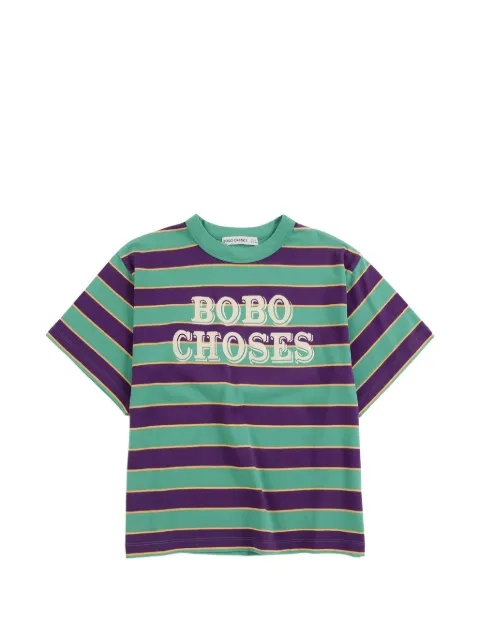 Bobo Choses logo-print striped T-shirt