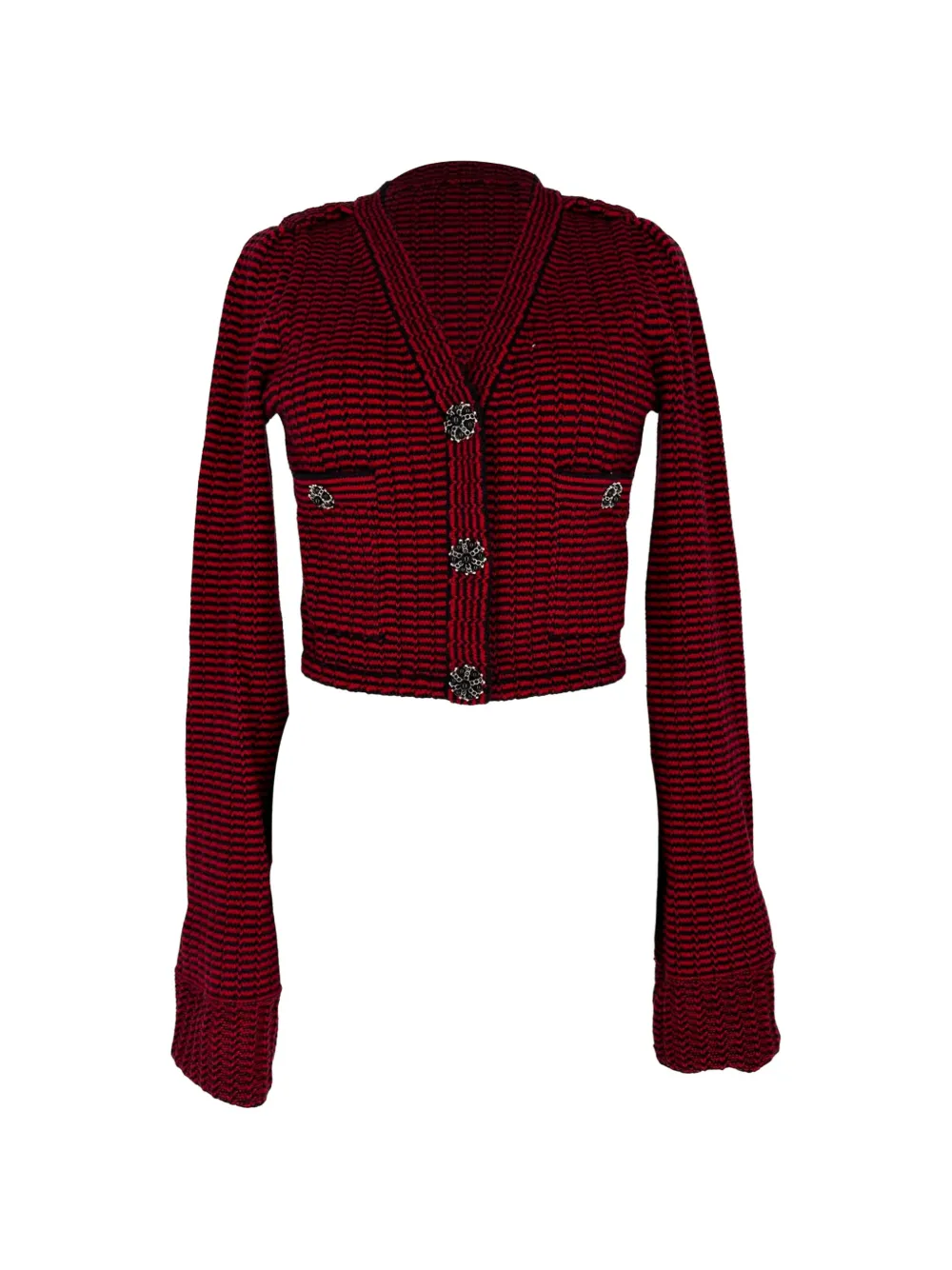 Self-Portrait 2020s striped cropped cardigan - Rot