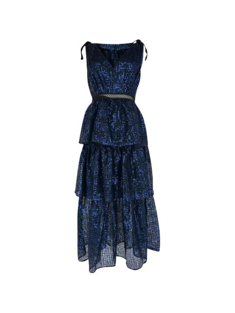 Self-Portrait 2020s sequin-embellished V-neck dress