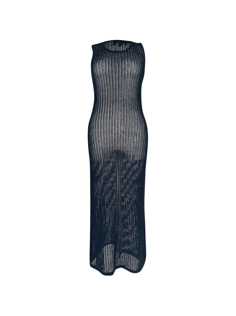 Pre-owned Theory 2020s Open-knit Crochet Dress In Blue