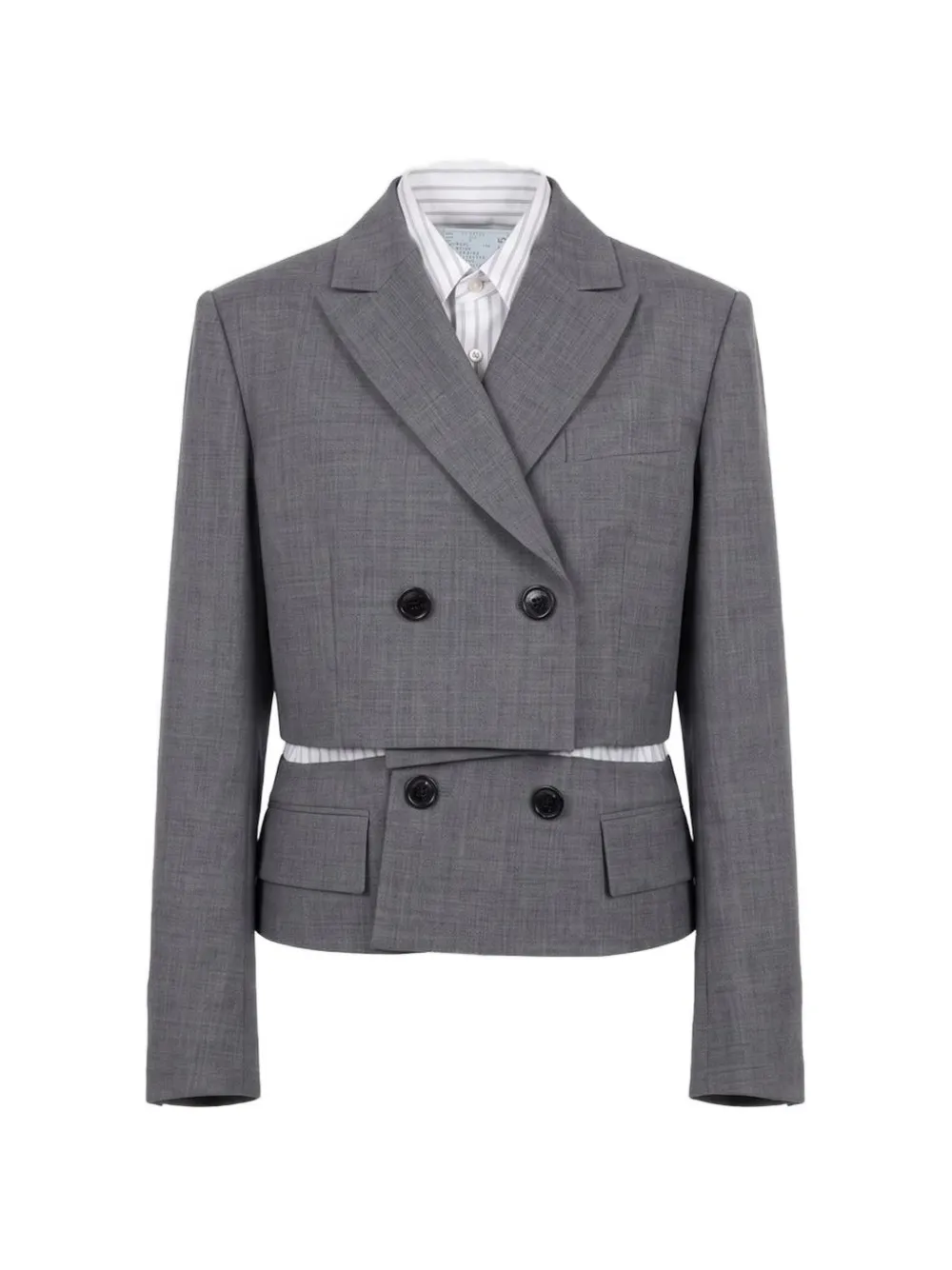 sacai layered double-breasted blazer - Grau