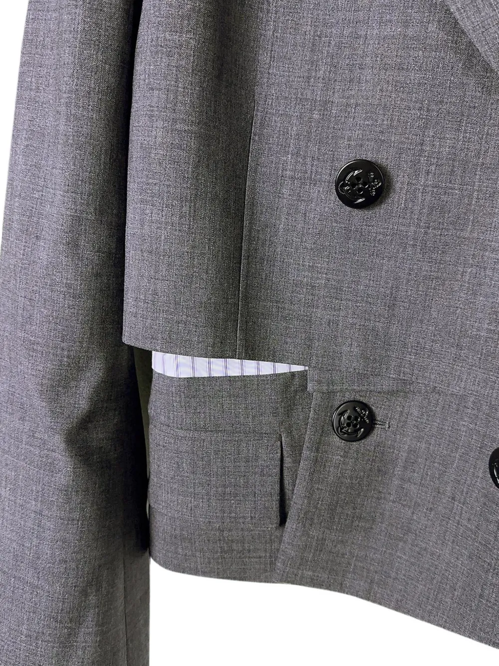 sacai layered double-breasted blazer Grijs