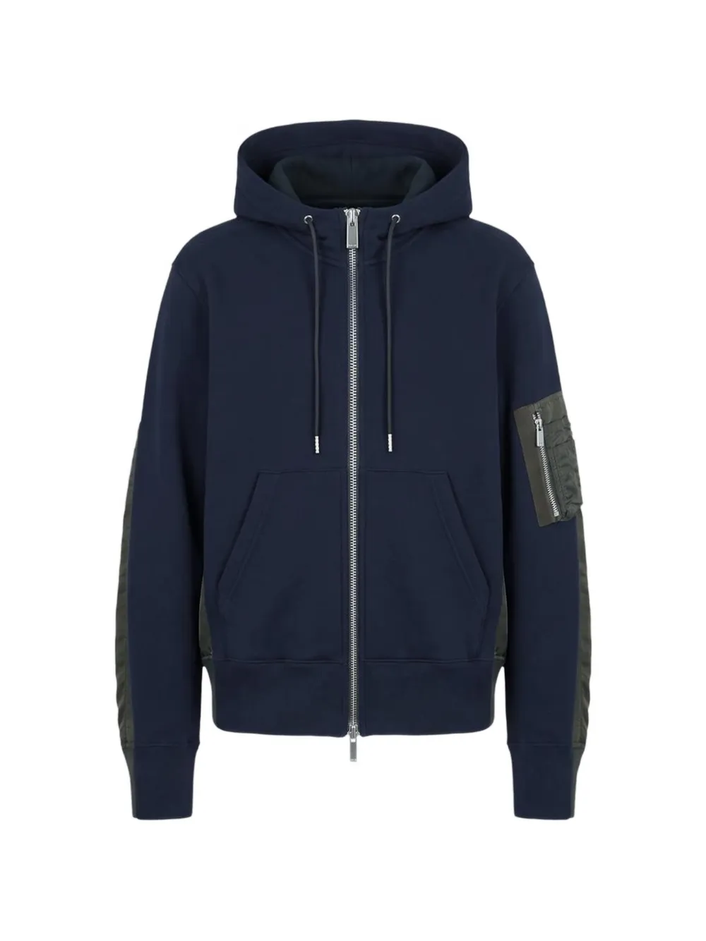 sacai Sponge Sweat panelled zip-up hoodie - Blau
