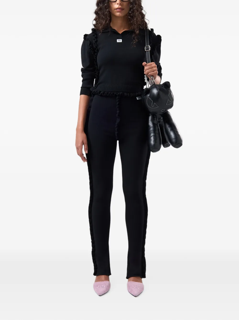 GCDS Medusa gebreide legging met ruches afwerking Zwart