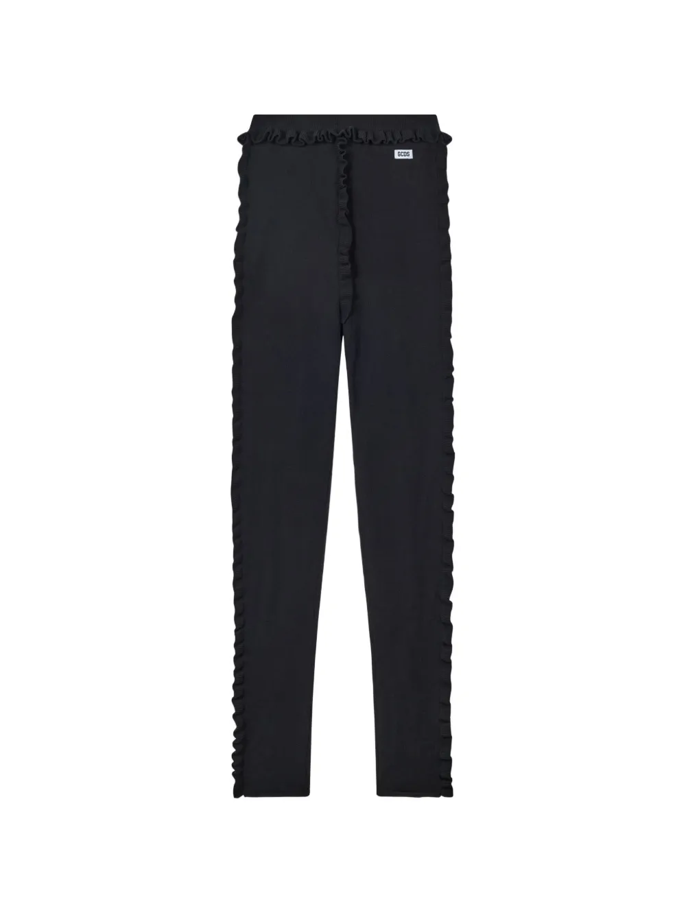 GCDS Medusa ruffle-trim knitted leggings - Nero