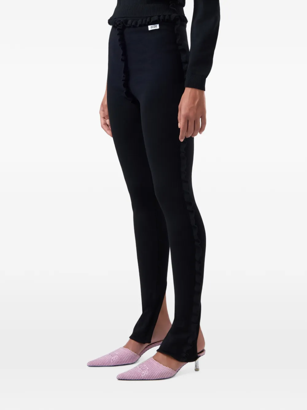 GCDS Medusa gebreide legging met ruches afwerking Zwart