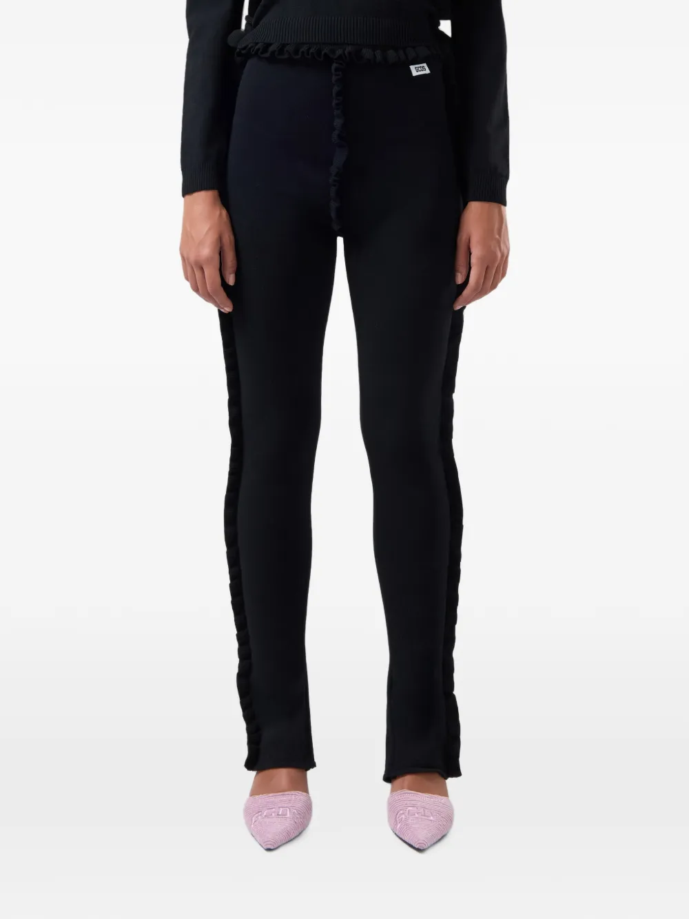 GCDS Medusa gebreide legging met ruches afwerking Zwart