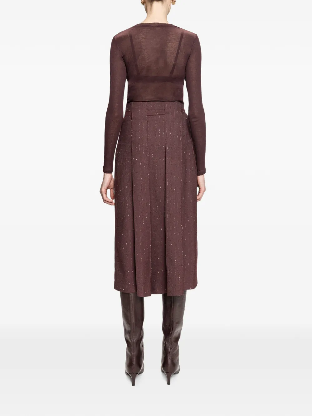 NISSA High-waist midi-rok van wolblend Rood