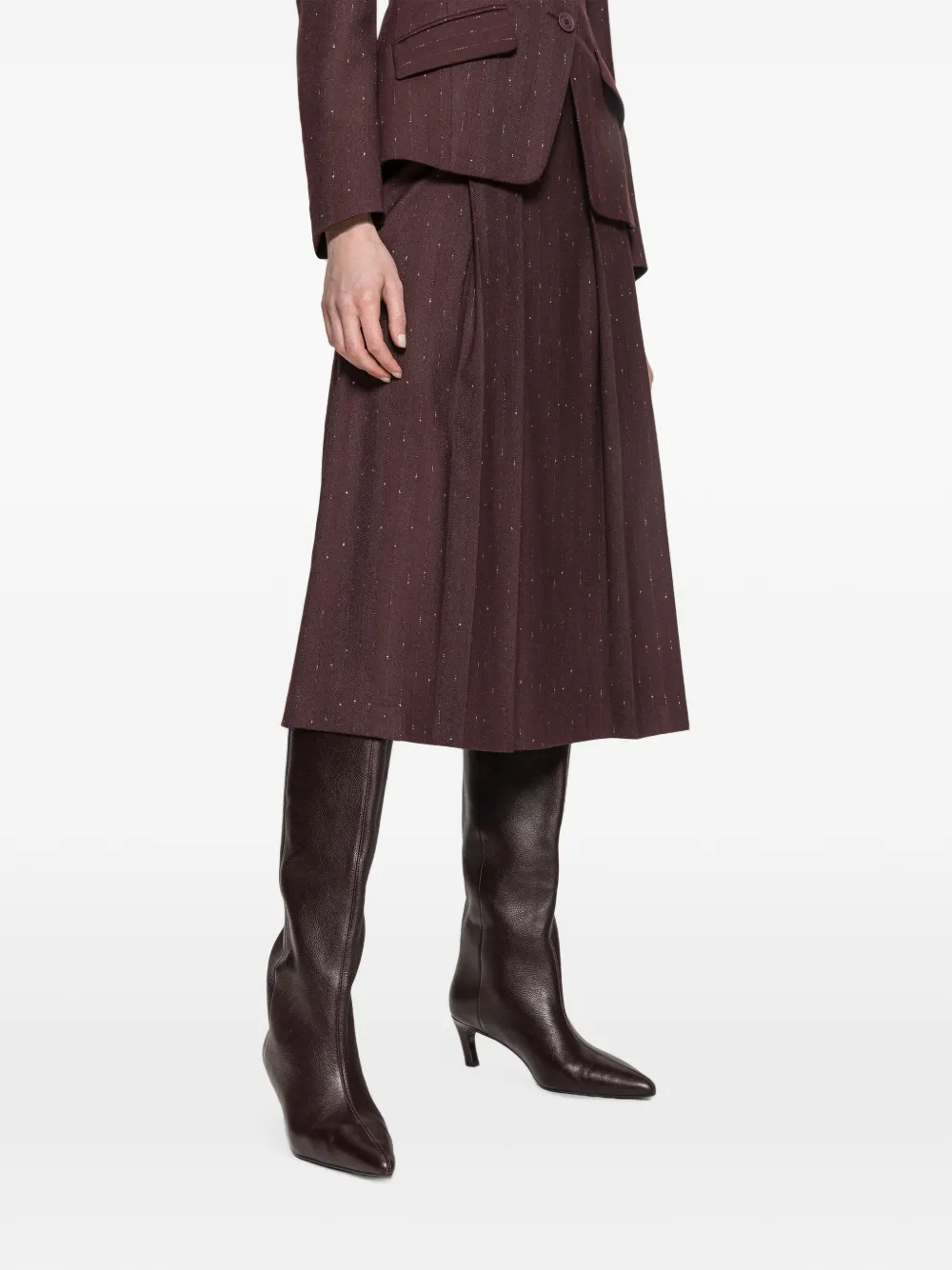 NISSA High-waist midi-rok van wolblend Rood
