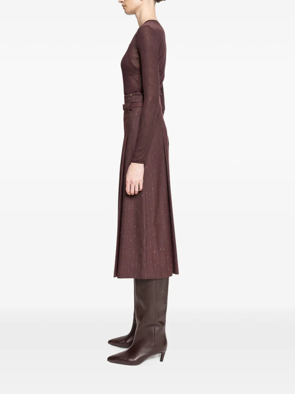 NISSA High-waist midi-rok van wolblend Rood