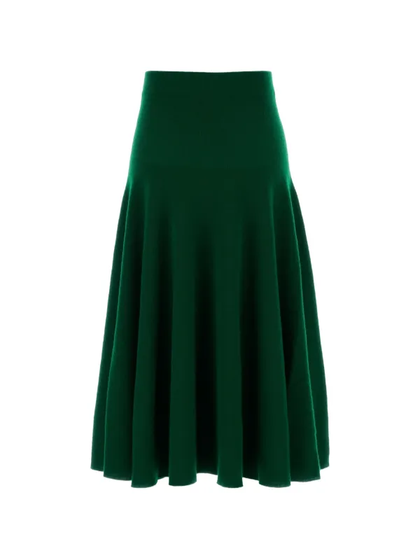 Tom Ford Flared Cashmere Midi Skirt in Green