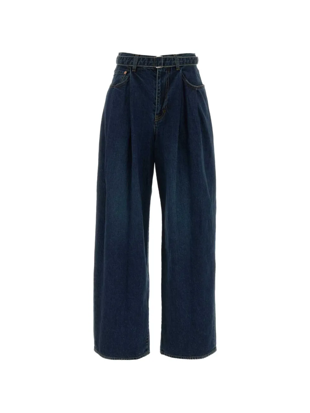 sacai belted pleated jeans
