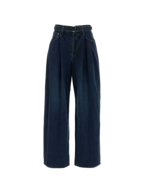 sacai belted pleated jeans
