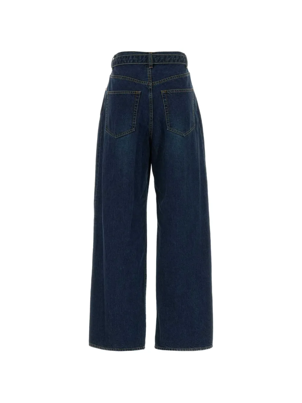 sacai Jeans met ceintuur en plooien Blauw
