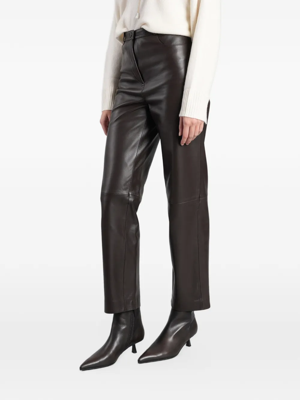 LouLou de Saison straight-fit leather trousers Bruin