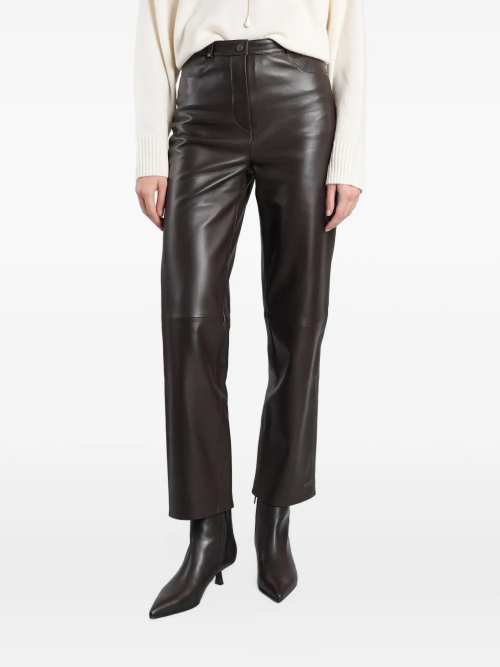 LouLou de Saison straight-fit leather trousers Bruin