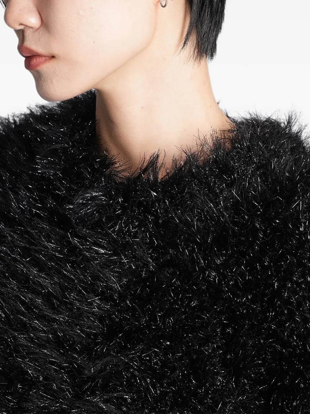 Junya Watanabe shaggy cropped sweater Zwart