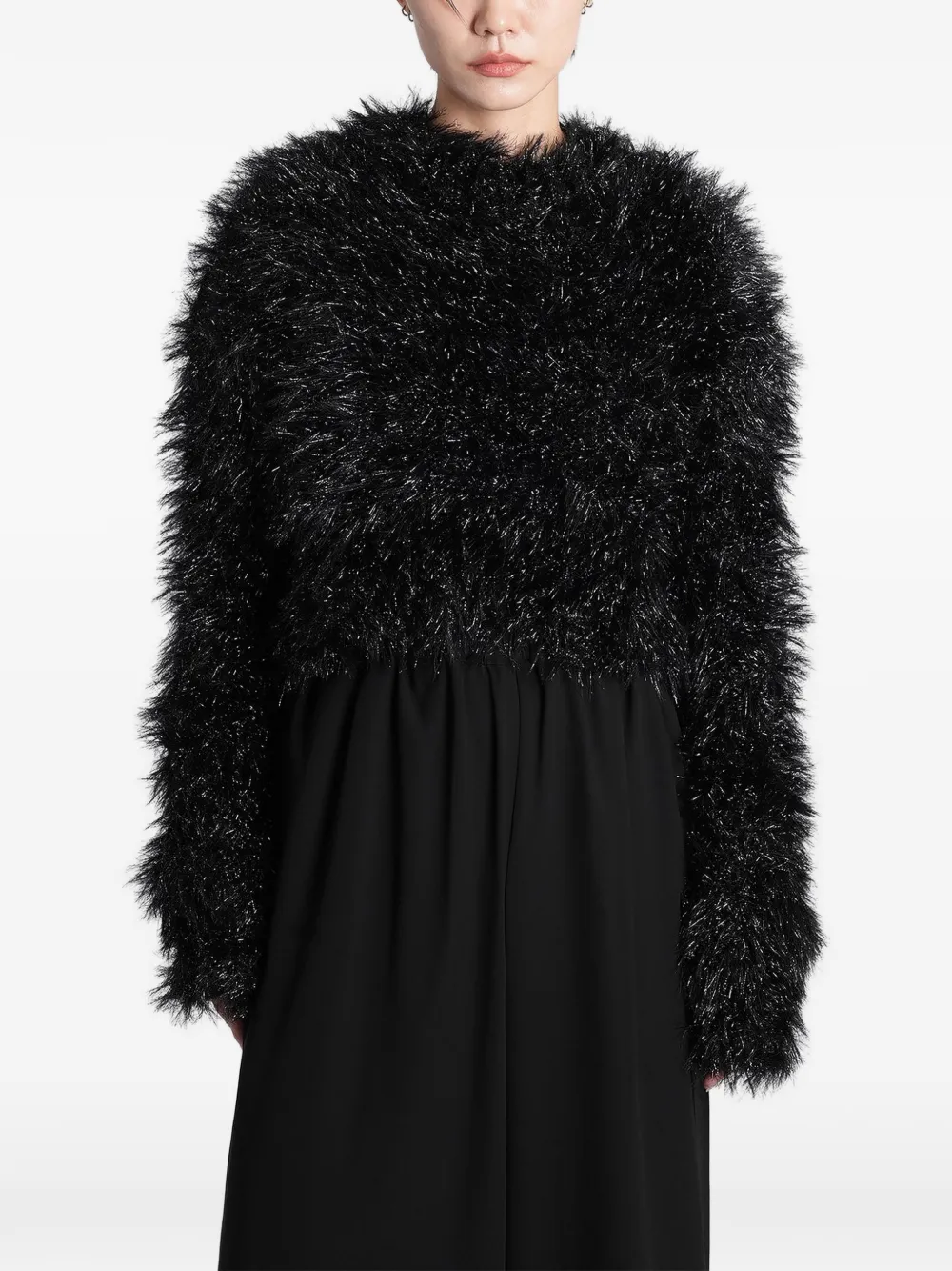 Junya Watanabe shaggy cropped sweater - Nero