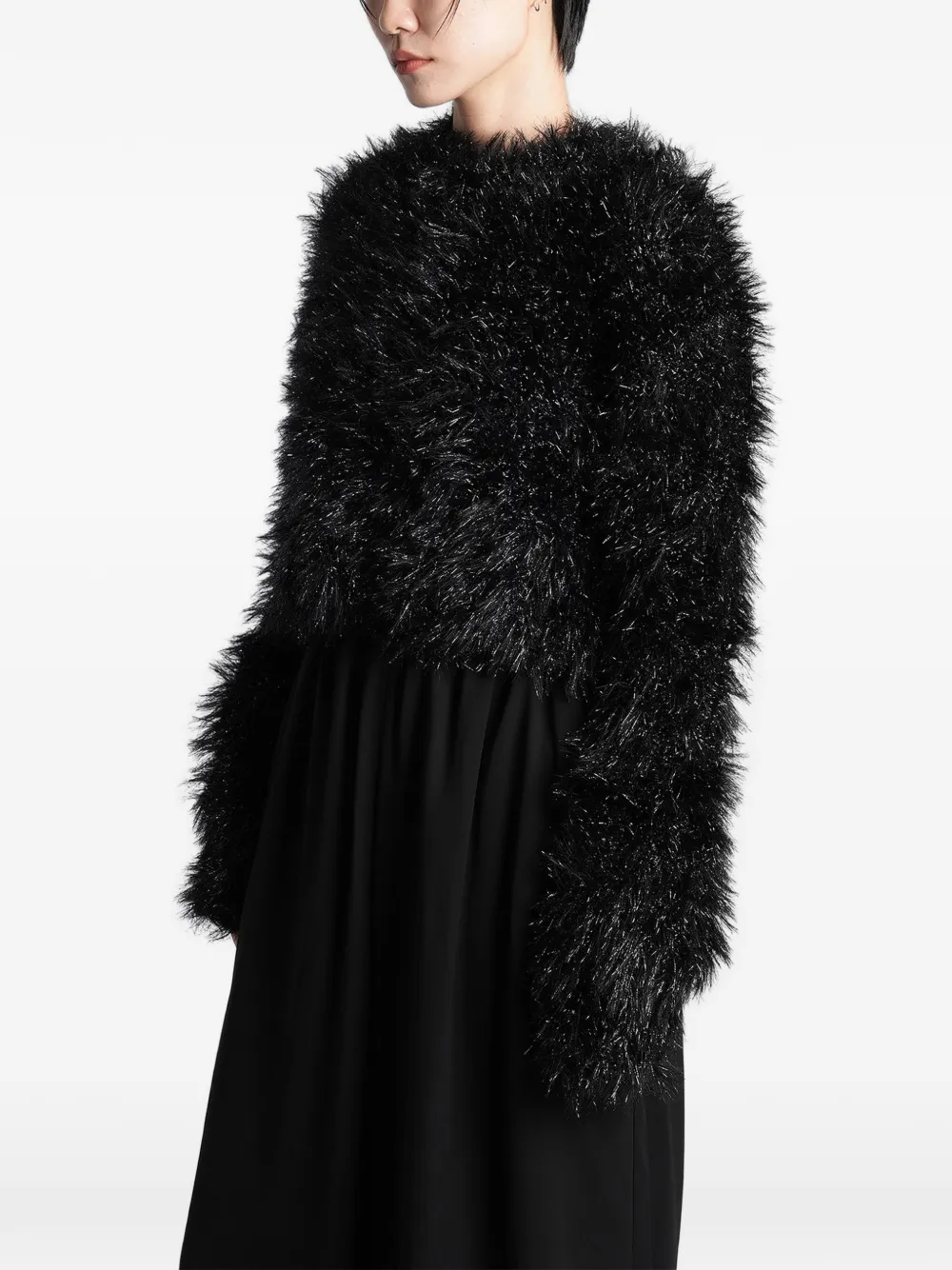 Junya Watanabe shaggy cropped sweater Zwart