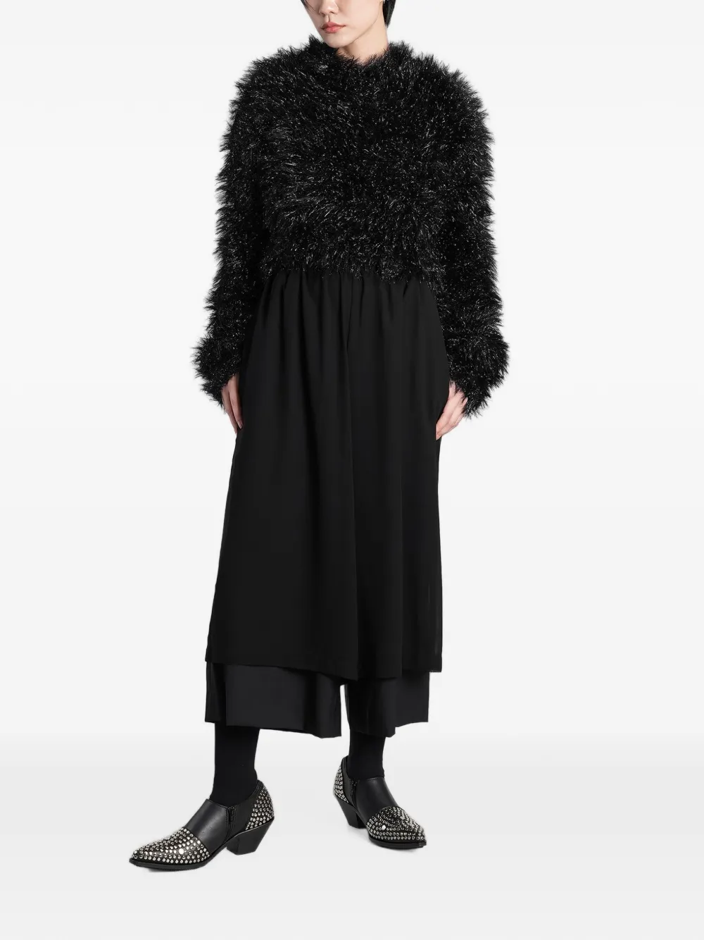 Junya Watanabe shaggy cropped sweater Zwart