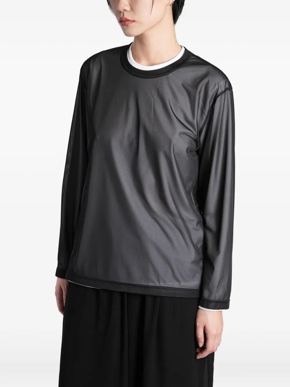 Comme Des Garçons sheer-mesh long-sleeve T-shirt Zwart