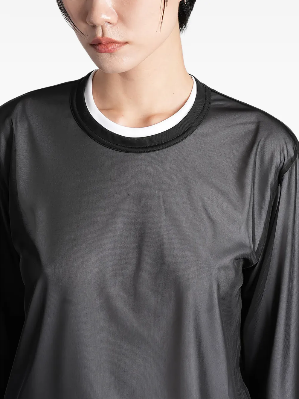 Comme Des Garçons sheer-mesh long-sleeve T-shirt Zwart