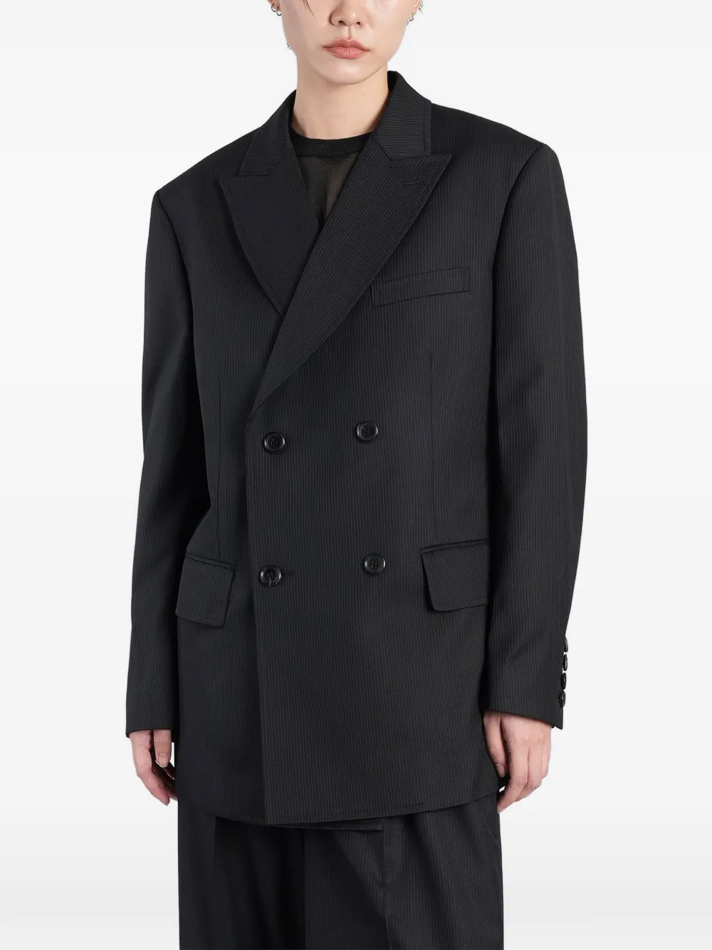 Junya Watanabe double-breasted pinstripe jacket - Noir Junya Watanabe double-breasted pinstripe jacket - Noir
