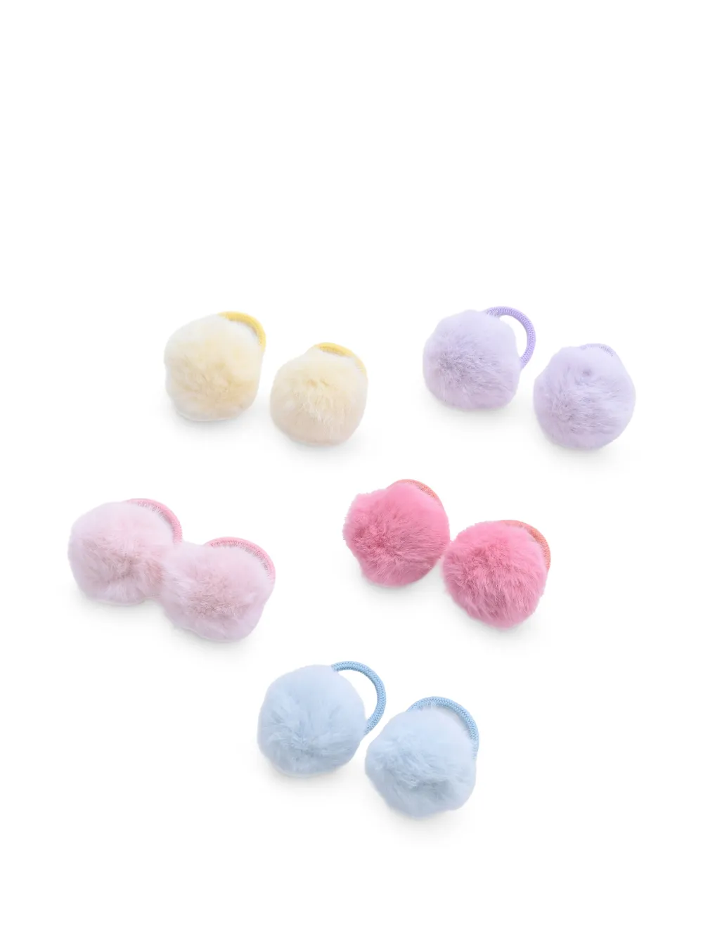 Mimi Tutu fluffy pom-pom hair ties (set of five) - Pink
