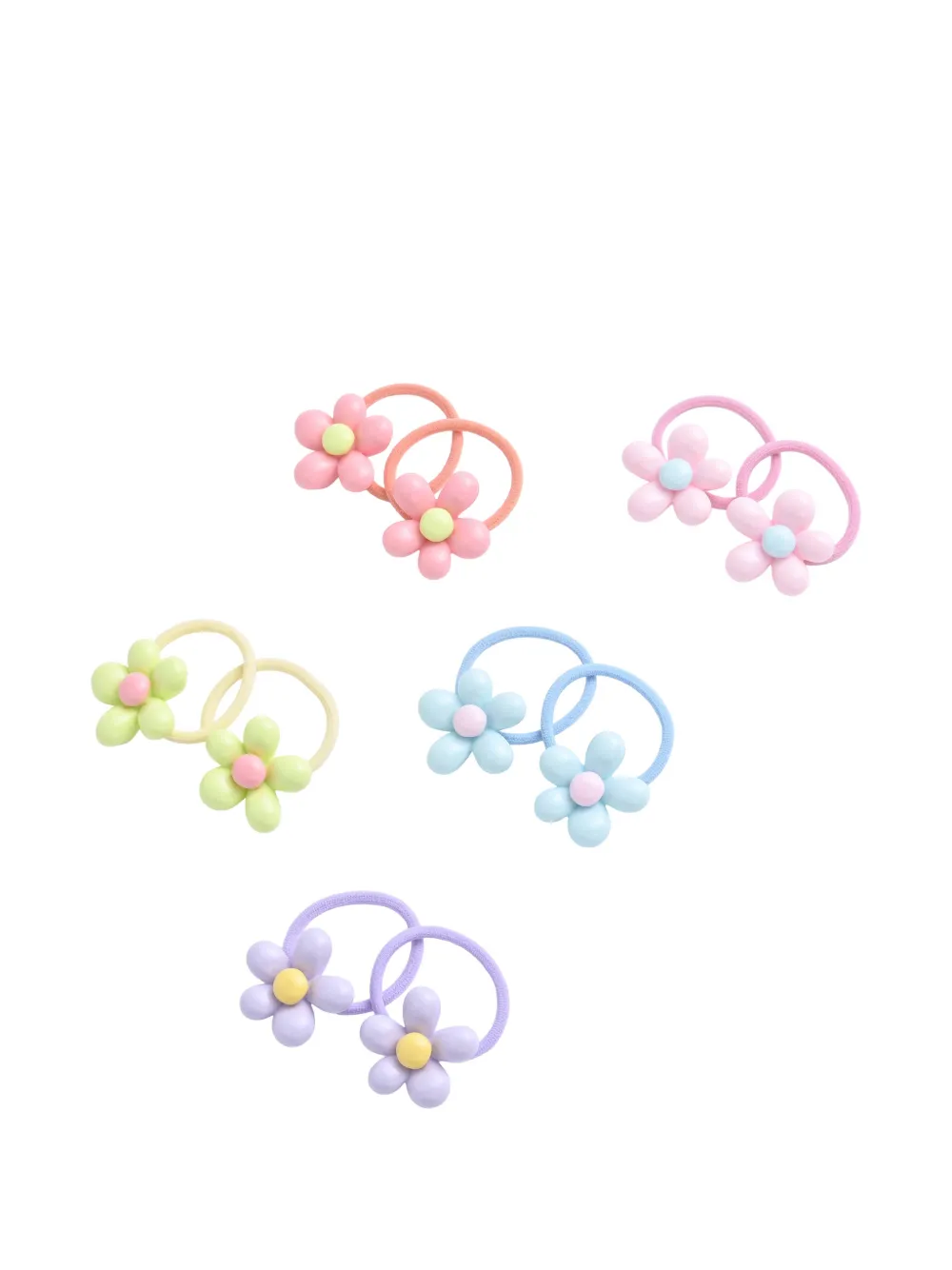 Mimi Tutu flower elastic hair ties (set of ten) - Pink