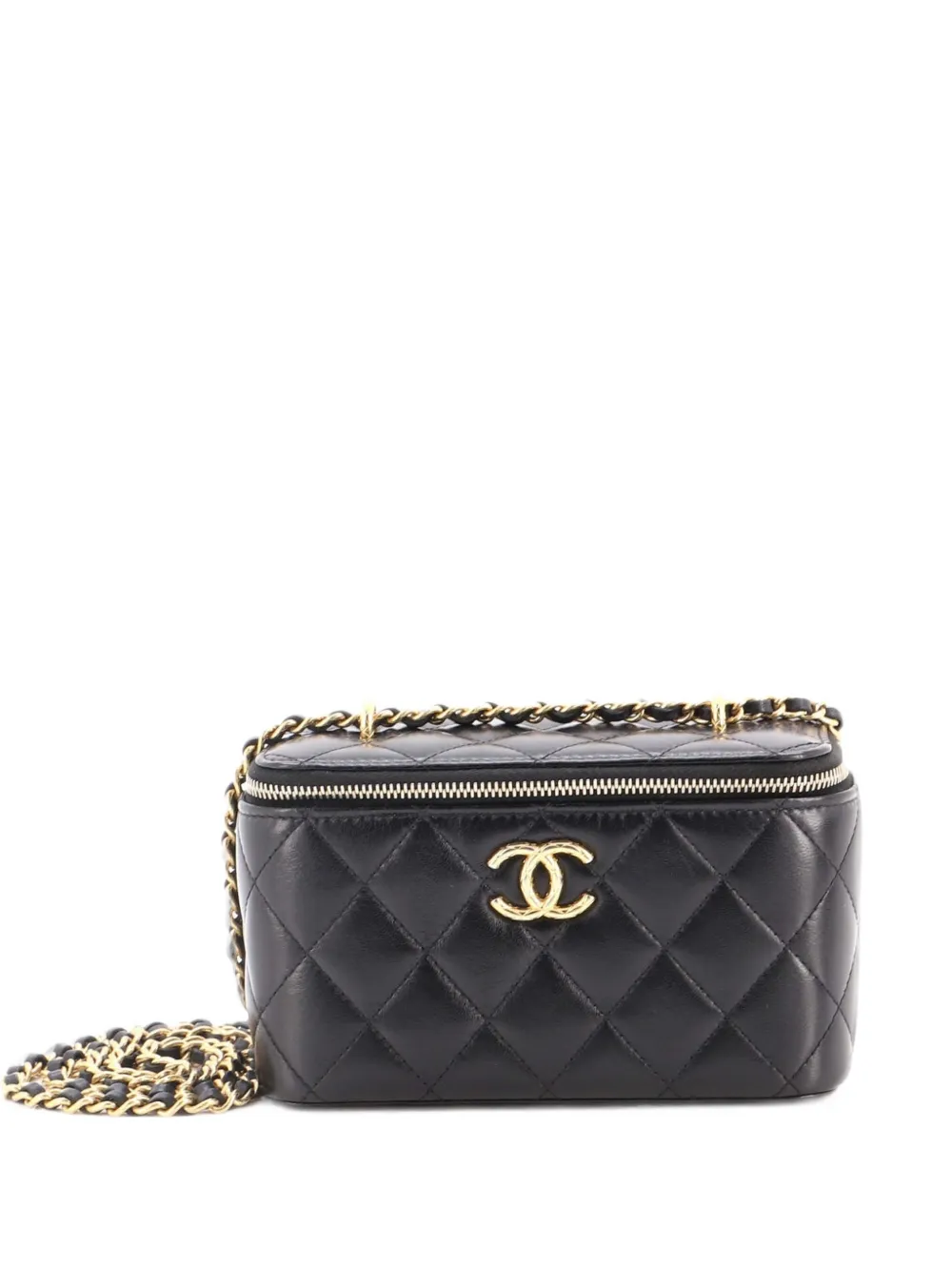 CHANEL Pre-Owned CC Dynasty Vanity Case with Chain Quilted Iridescent Lambskin Small shoulder bag - Nero