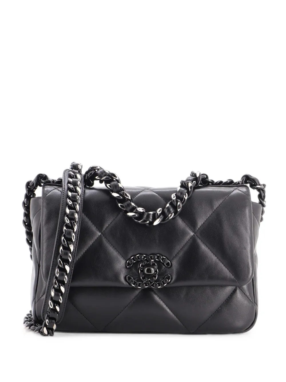 CHANEL Pre-Owned So Black 19 Flap Bag Quilted Lambskin Medium crossbody bag - Nero