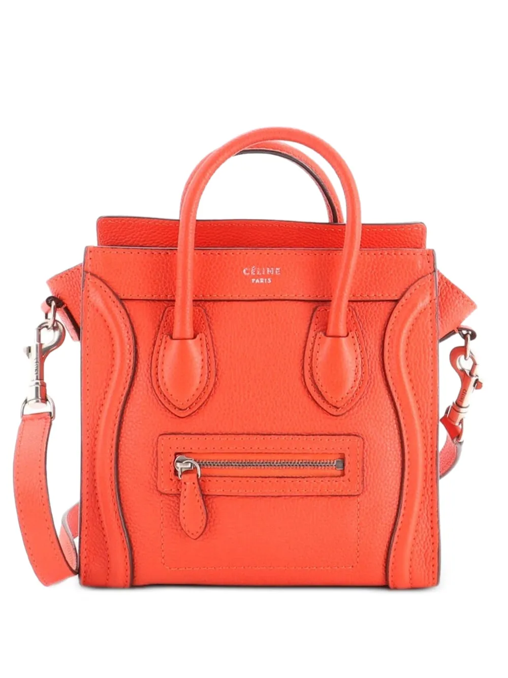 Celine Pre-Owned Luggage Bag Grainy Leather Nano crossbody bag - Red