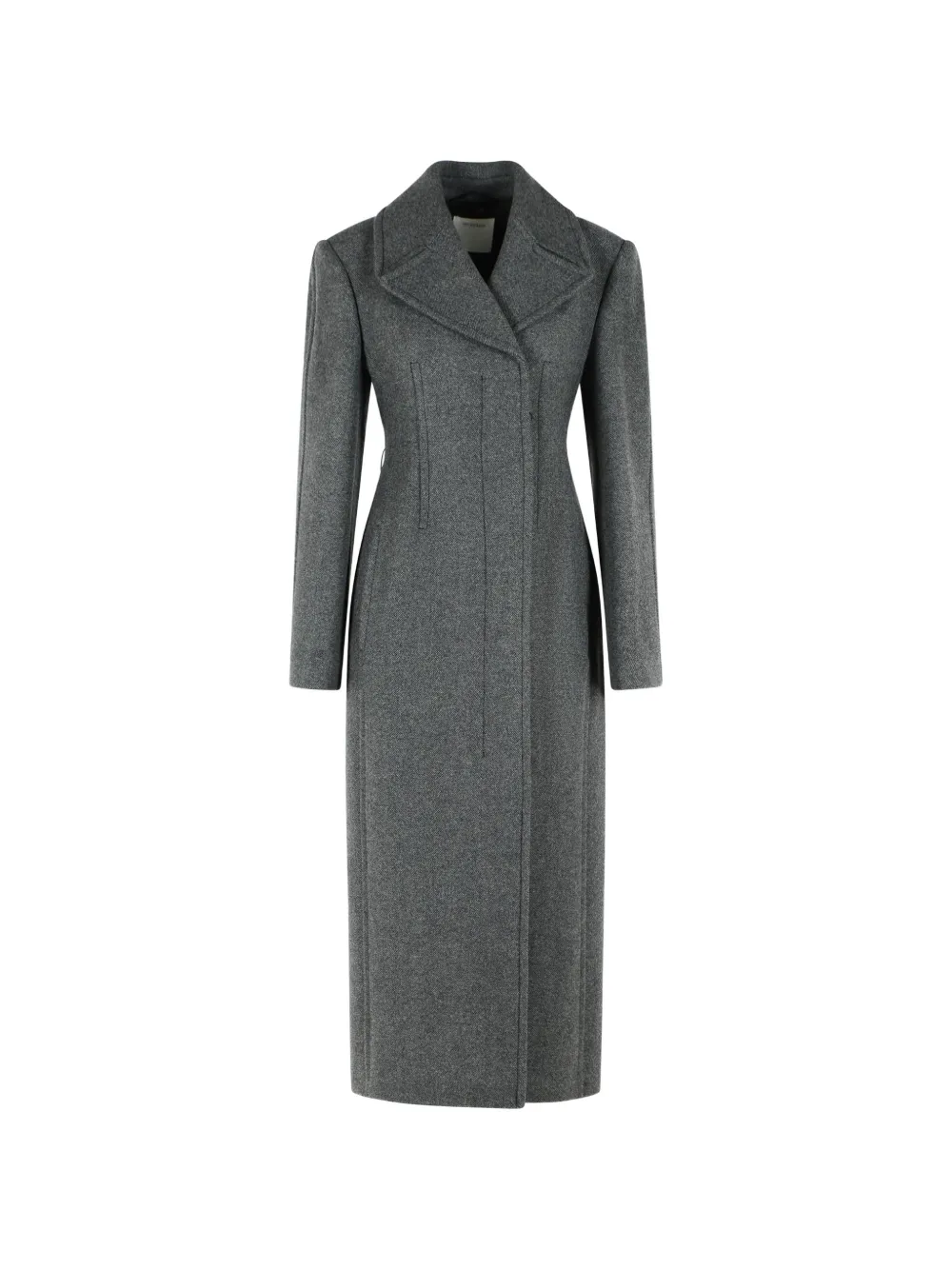 Sportmax chevron-effect virgin wool breasted coat - Nero