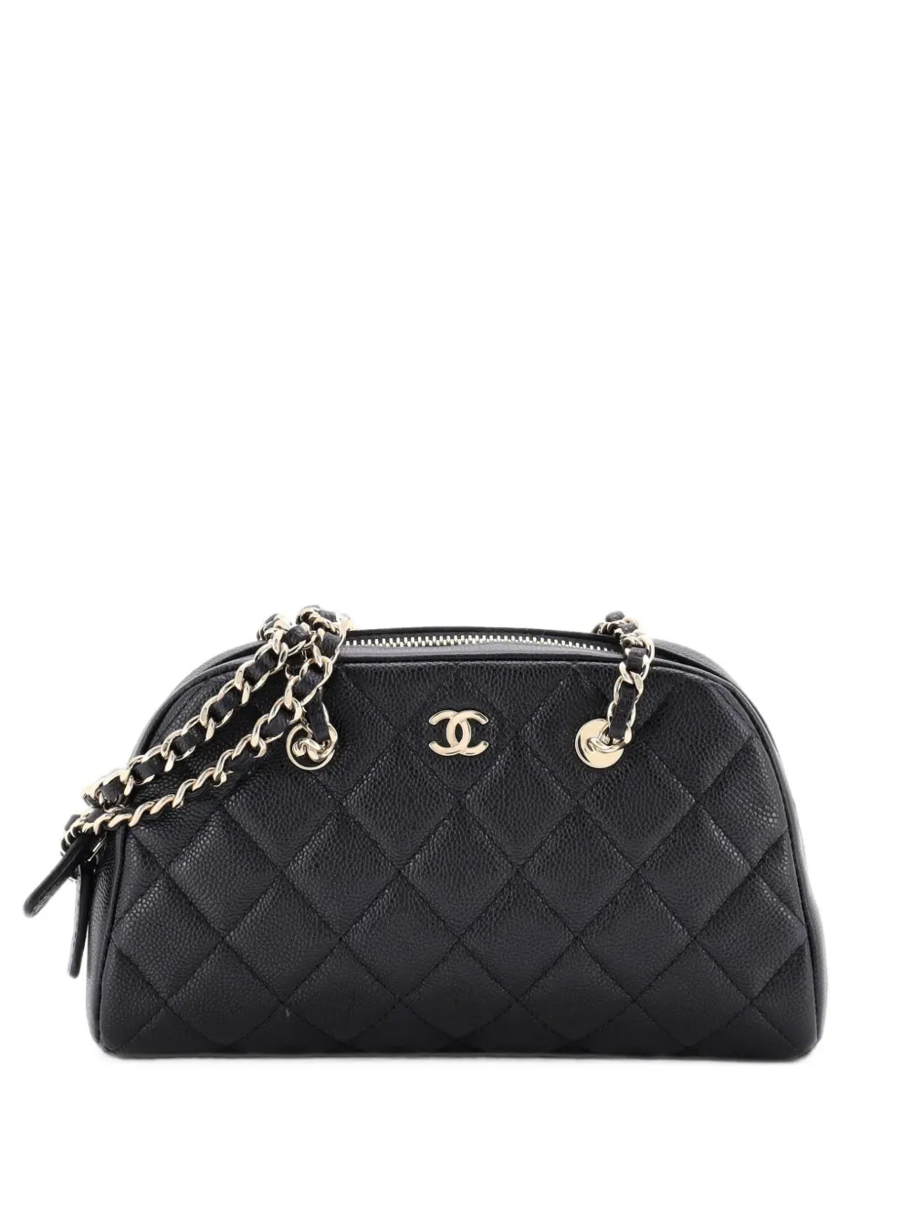 CHANEL Pre-Owned sac porté épaule Bowling Clutch with Chain Quilted Denim - Noir CHANEL Pre-Owned sac porté épaule Bowling Clutch with Chain Quilted Denim - Noir