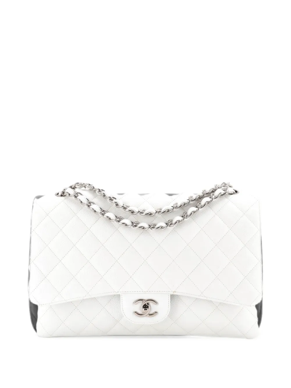 CHANEL Pre-Owned Classic Single Flap Bag Quilted Caviar Maxi shoulder bag - Bianco